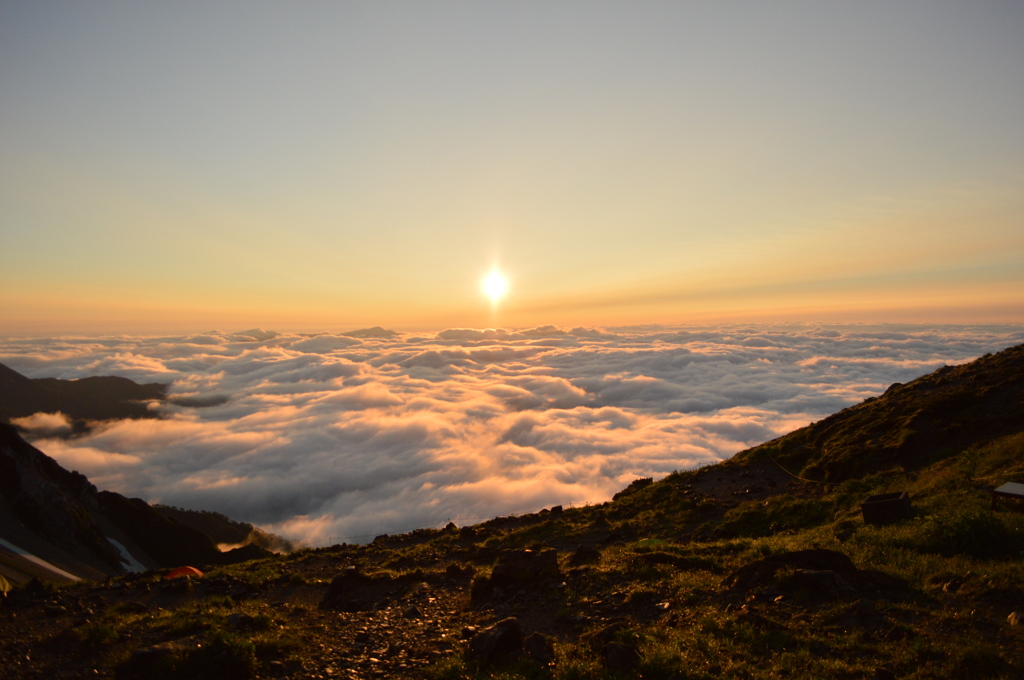 白馬三山　天狗山荘テン場