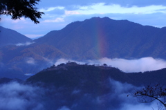 竹田城の雲海と虹