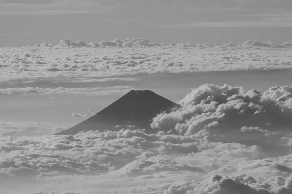 飛行機から見えた富士山？