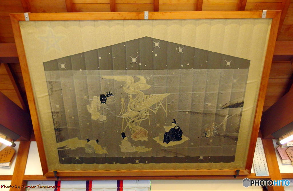泣不動縁起絵巻　織りつづれ絵馬