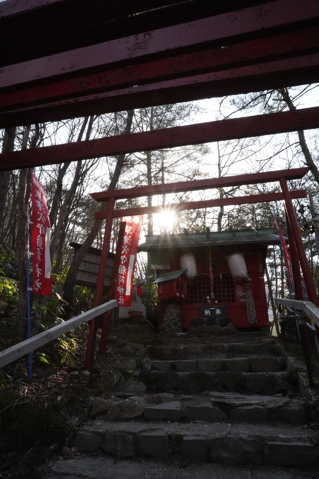 神社　絞り調整中