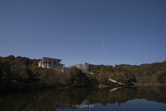 月夜の空に流れる星たち