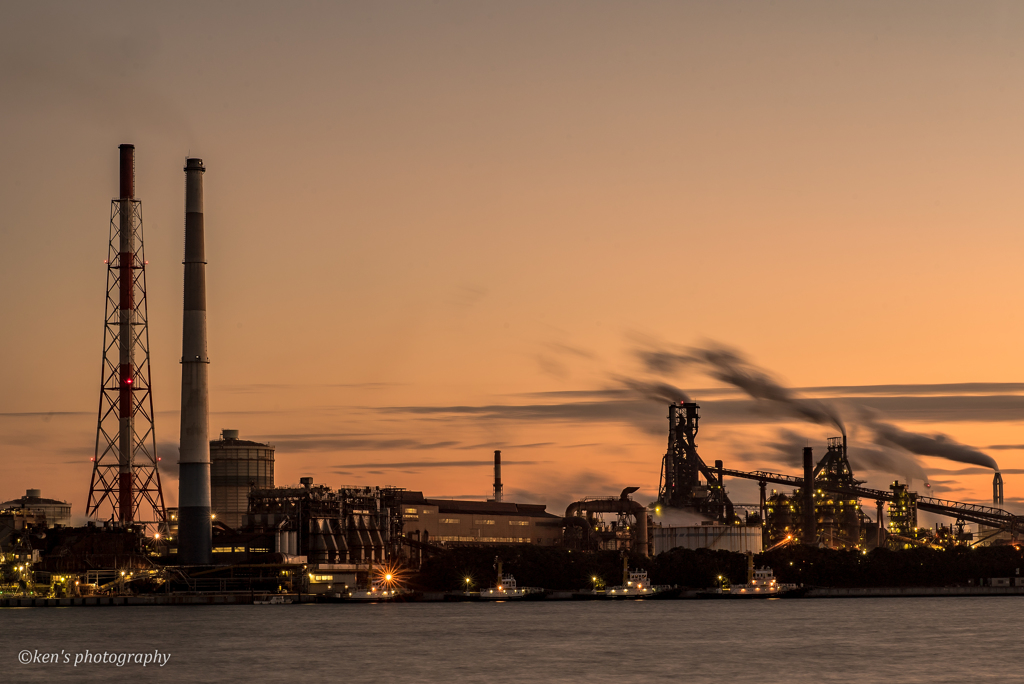 Nagoya factory evening landscape 