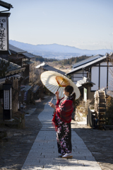 坂のある町並みで