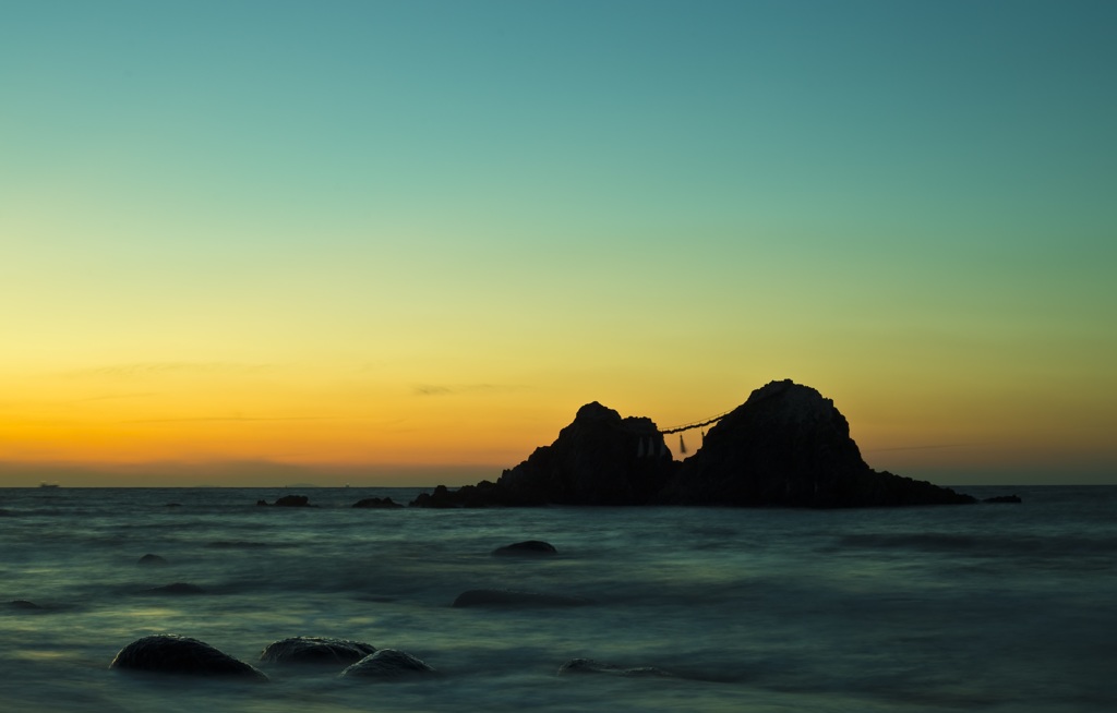 二見ヶ浦の夕焼けの