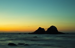 二見ヶ浦の夕焼けの