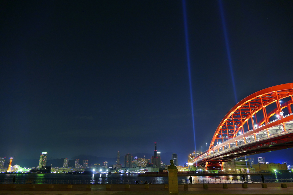 神戸の夜景と神戸大橋特別ライトアップ