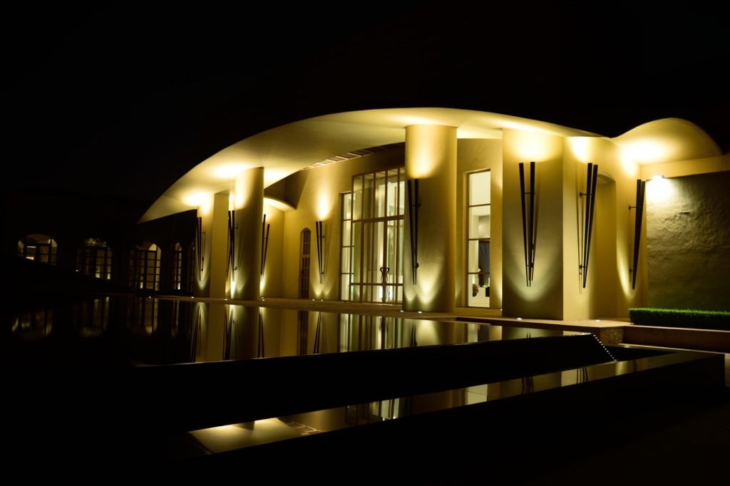 Night view of hotel entrance