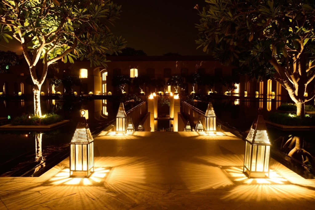 Night view of poolside