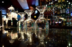 Three glasses in a bar in Delhi