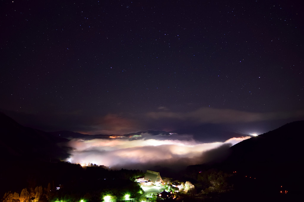 狭霧台の雲海と星空②