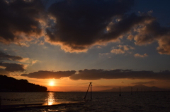 長田部海岸の夕焼け