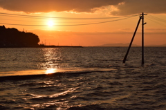 長田部海岸の夕焼け②