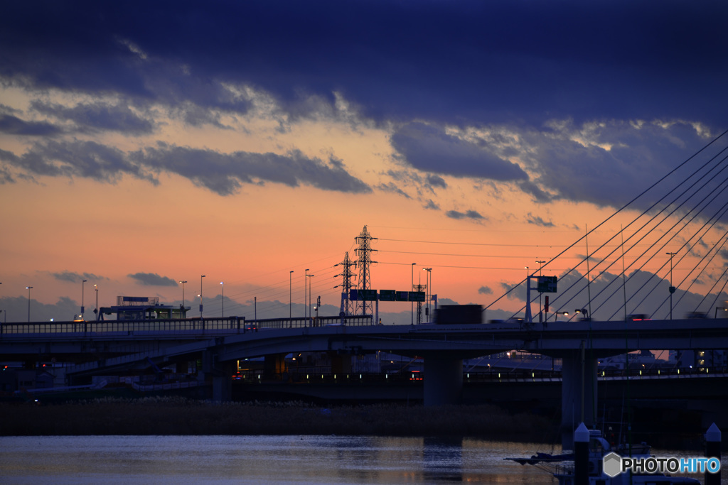 多摩川夕暮れ散歩---③
