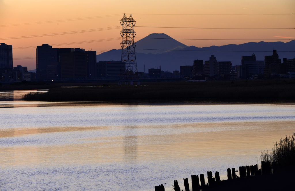 夕暮れに立つ