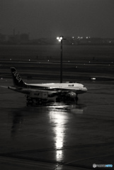 雨の空港