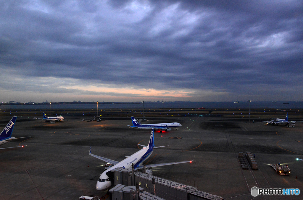 早朝の羽田空港----①