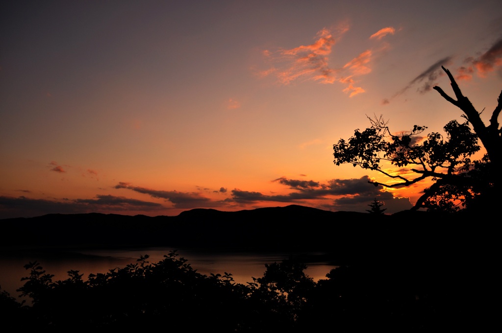 摩周湖の夕日