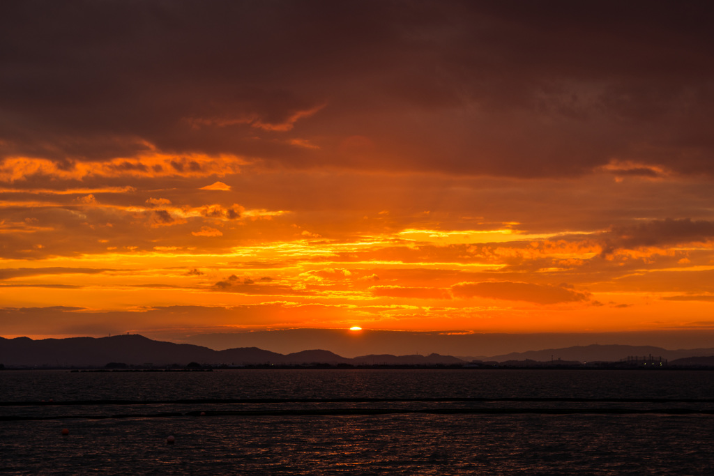 児島湖の夕日