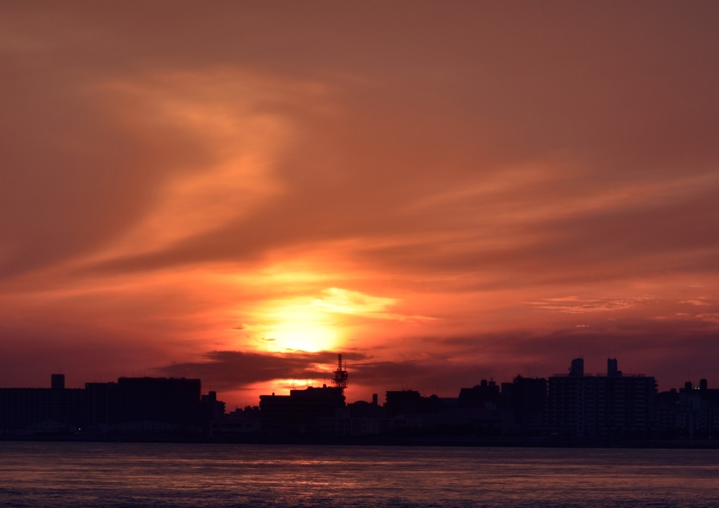 明石海峡の夕陽