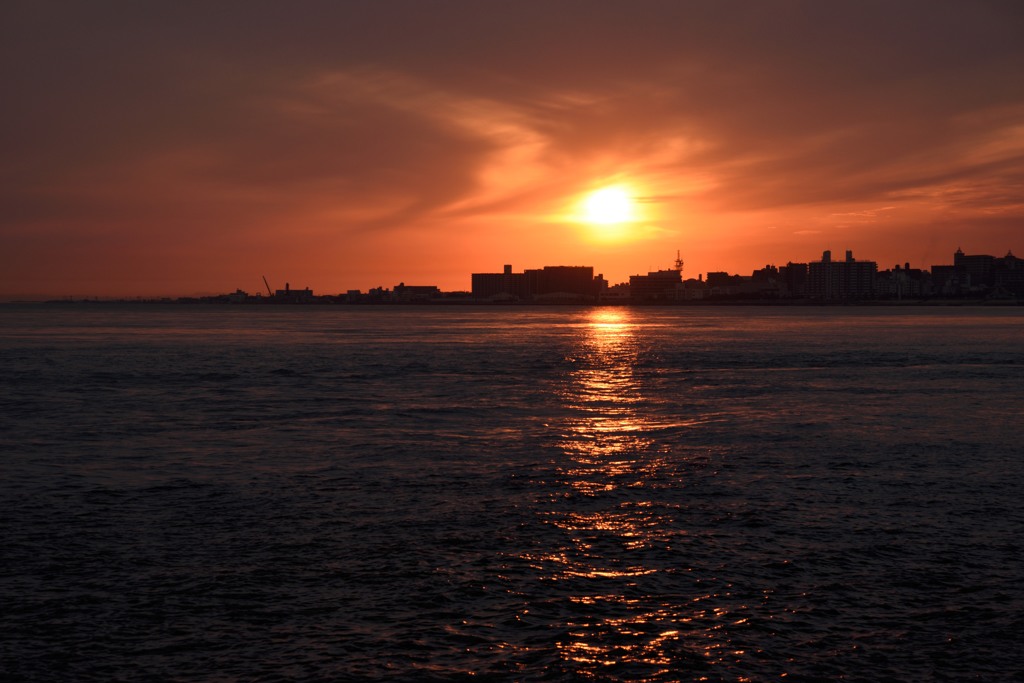 明石海峡の夕陽２