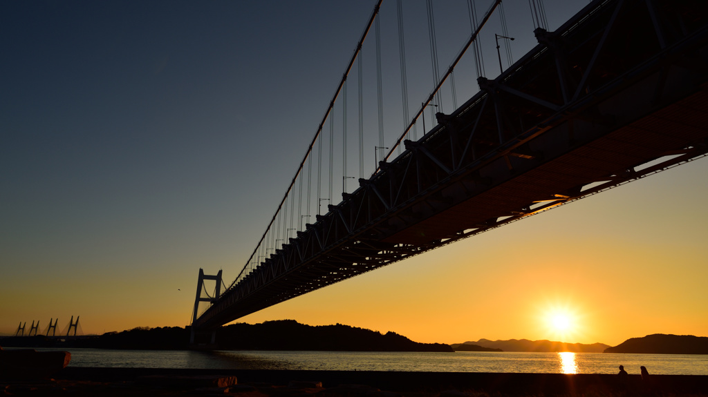 快晴の夕空　瀬戸大橋