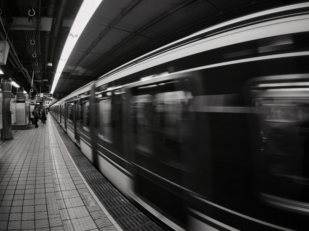 riding on the subway train
