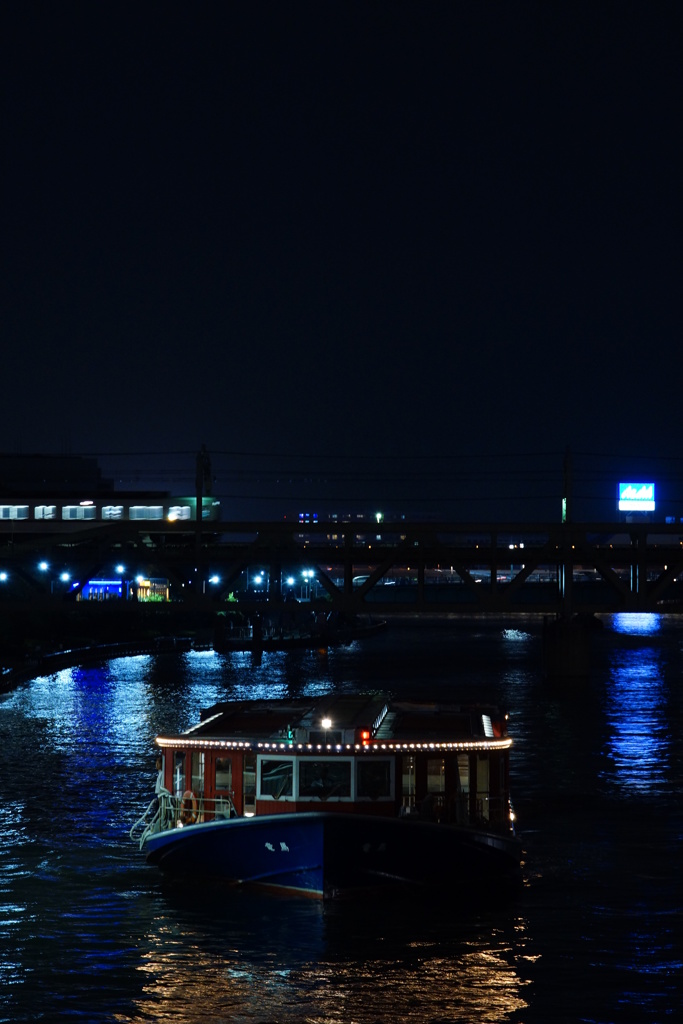 水上バスのある夜景