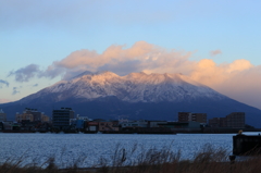 桜島・冠雪