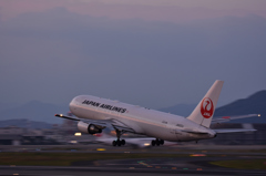 夕日に