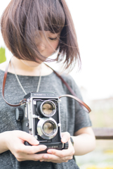 portrait# Retro camera girl