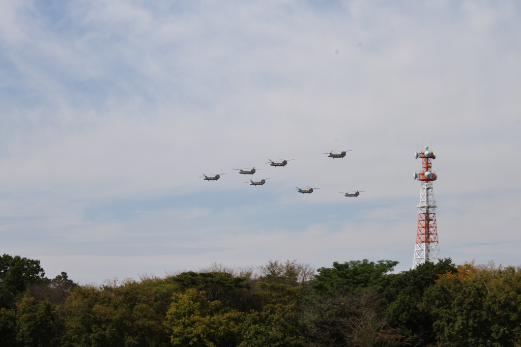 チヌーク7機編隊