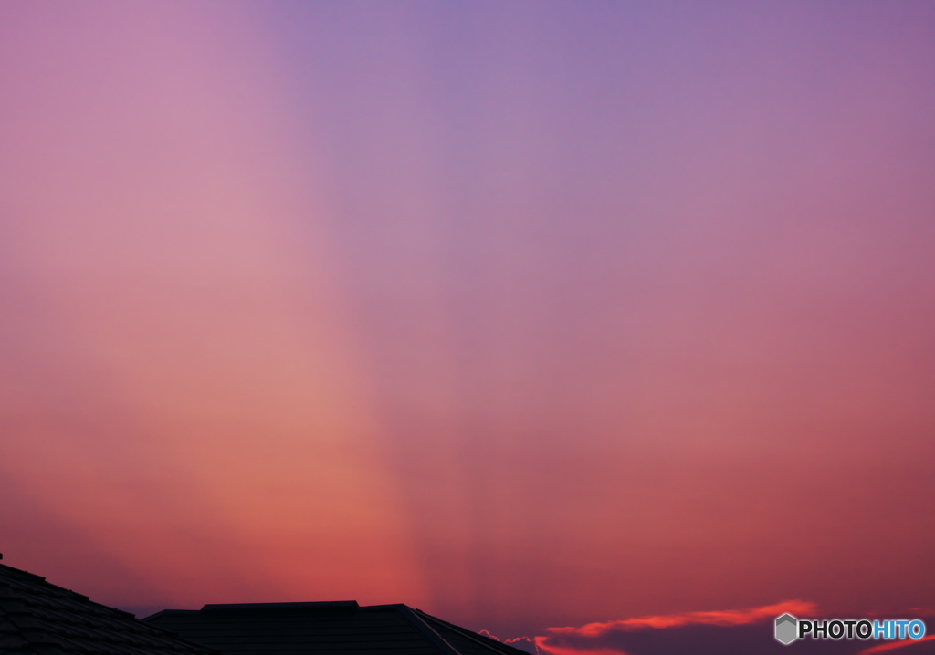 今日の夕景（天空の光芒）