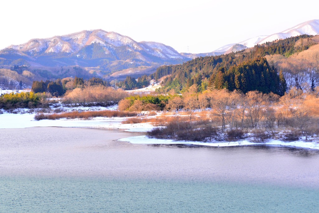 冬、朝、里、湖