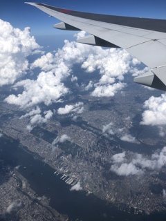 Flying over New York City