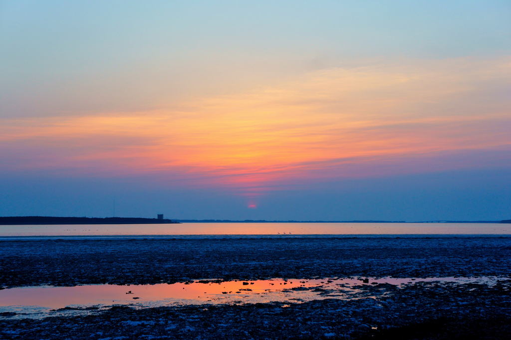 十三湖の夕陽