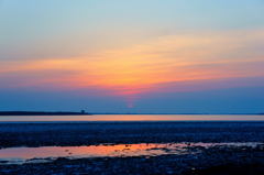 十三湖の夕陽