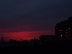 夕焼け空が、赤光って