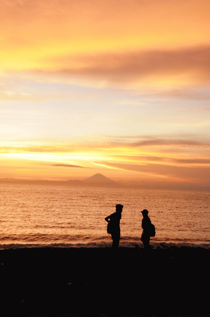 夕焼けの富士山