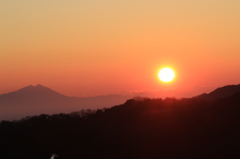 日の出と筑波山1