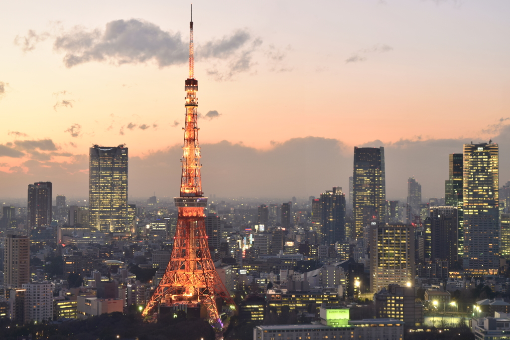 夕焼けと東京タワー