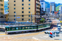 京津線の路面カーブ