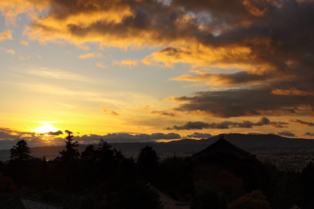 奈良展望の夕景