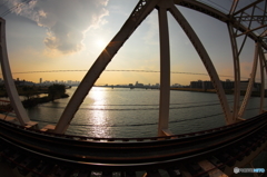赤川仮橋からの夕景