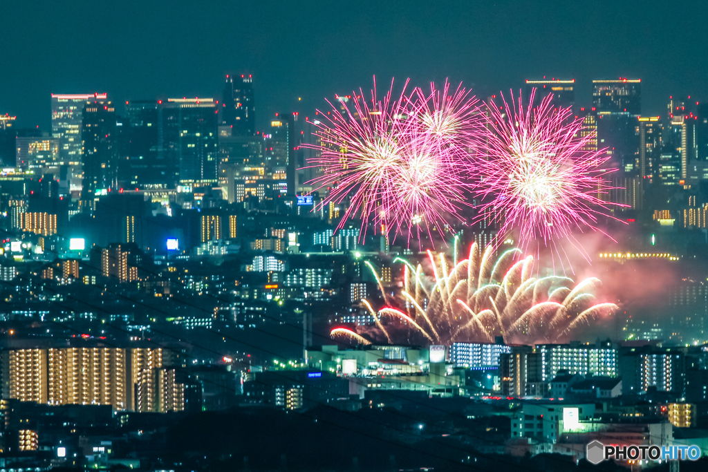 いたみ花火の遠望