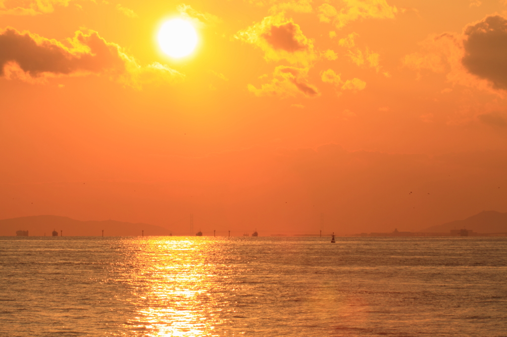 大阪港の夕日