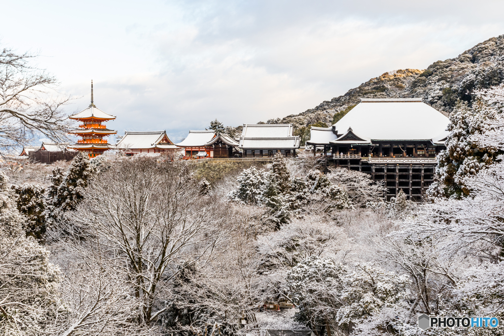 清水伽藍の雪景色