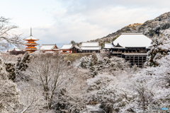 清水伽藍の雪景色
