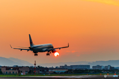 夕日が欠ける