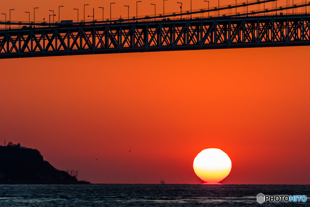 明石海峡夕景色